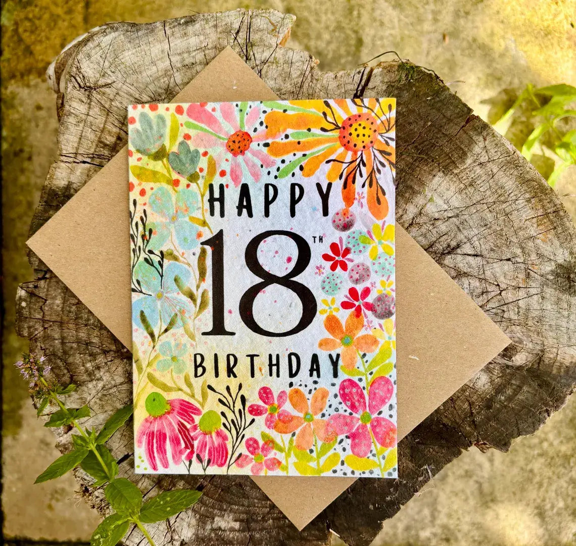 Happy 18th Birthday Card, Plantable Seed Paper Birthday Card