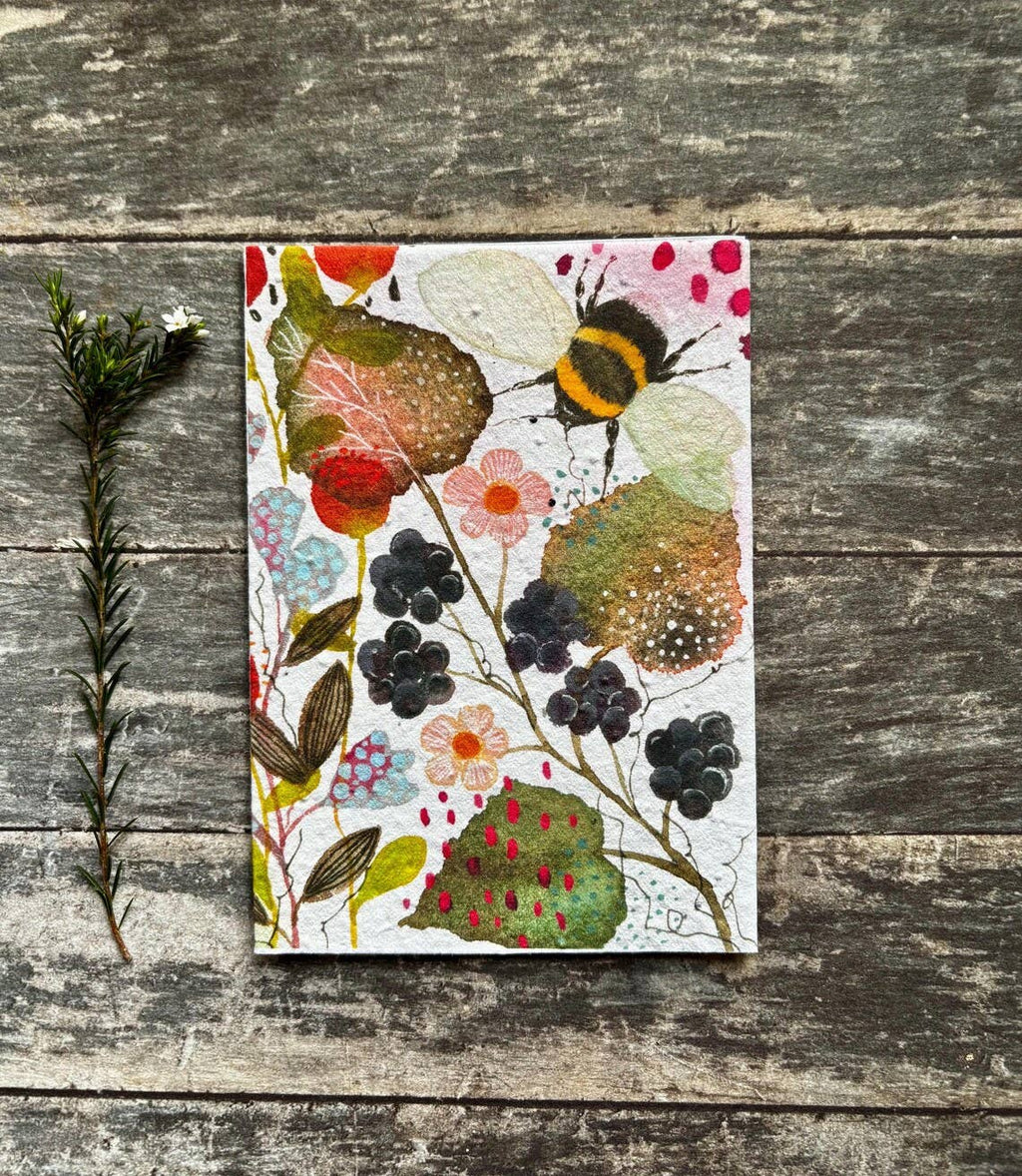 Plantable  Seed Paper Birthday Card,Blank Inside, Bee card