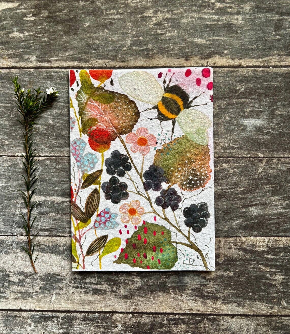 Plantable  Seed Paper Birthday Card,Blank Inside, Bee card