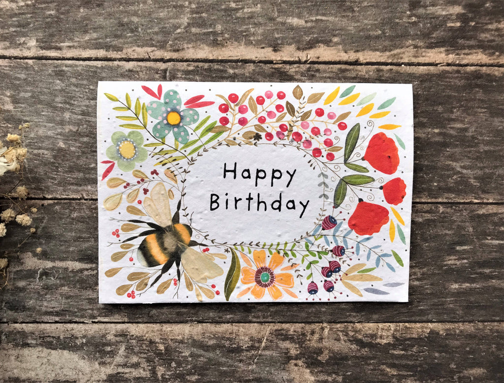 Plantable Seed Paper Birthday Card, Blank Inside