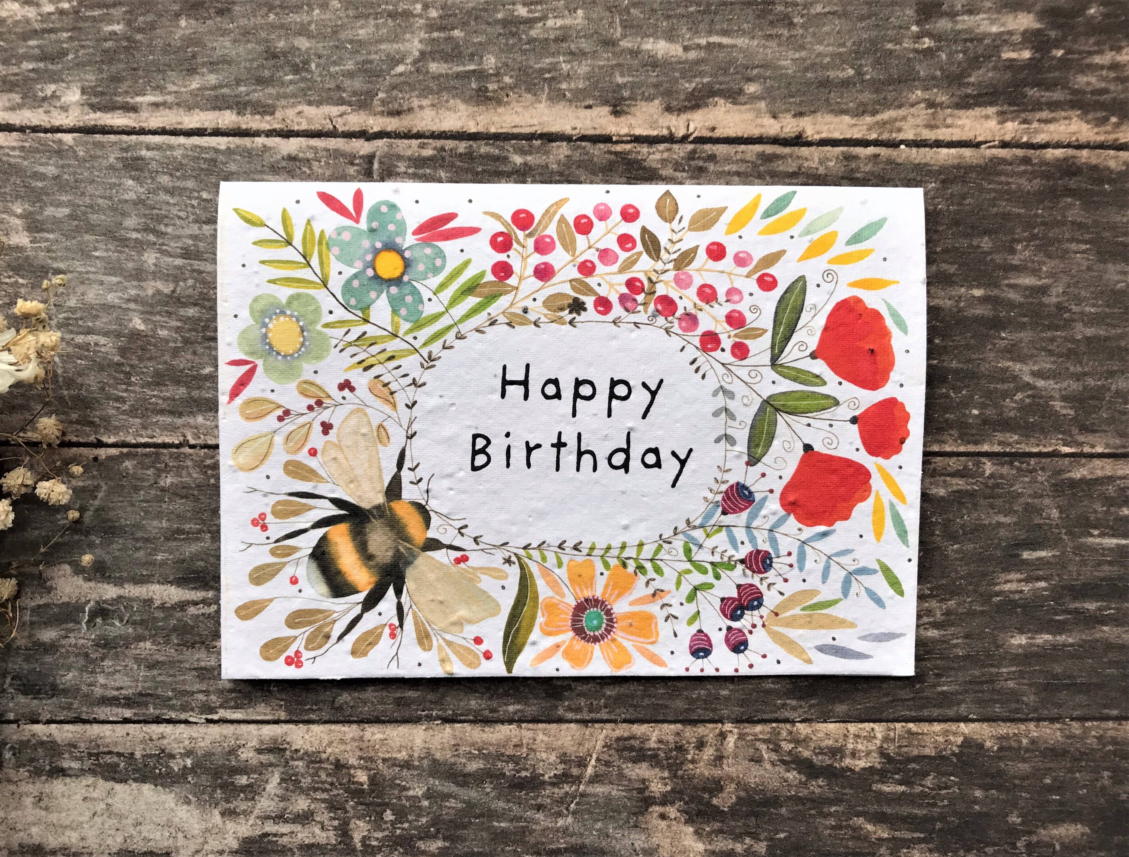 Plantable Seed Paper Birthday Card, Blank Inside