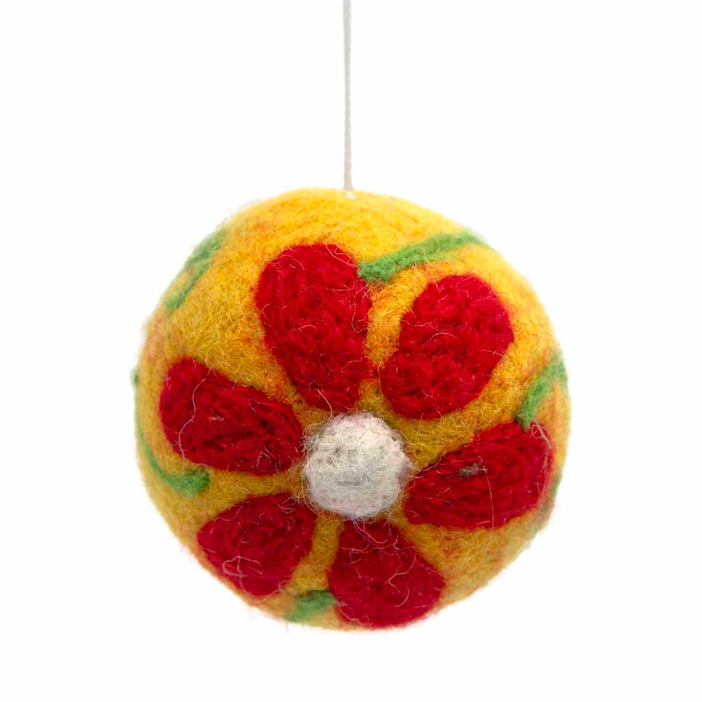 Flower Bauble Felt Christmas Decoration: Green