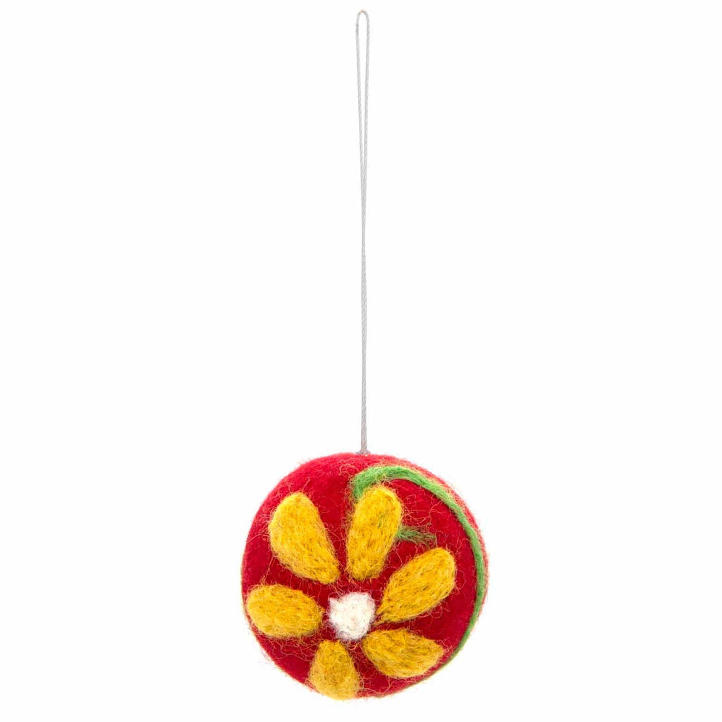 Flower Bauble Felt Christmas Decoration: Green