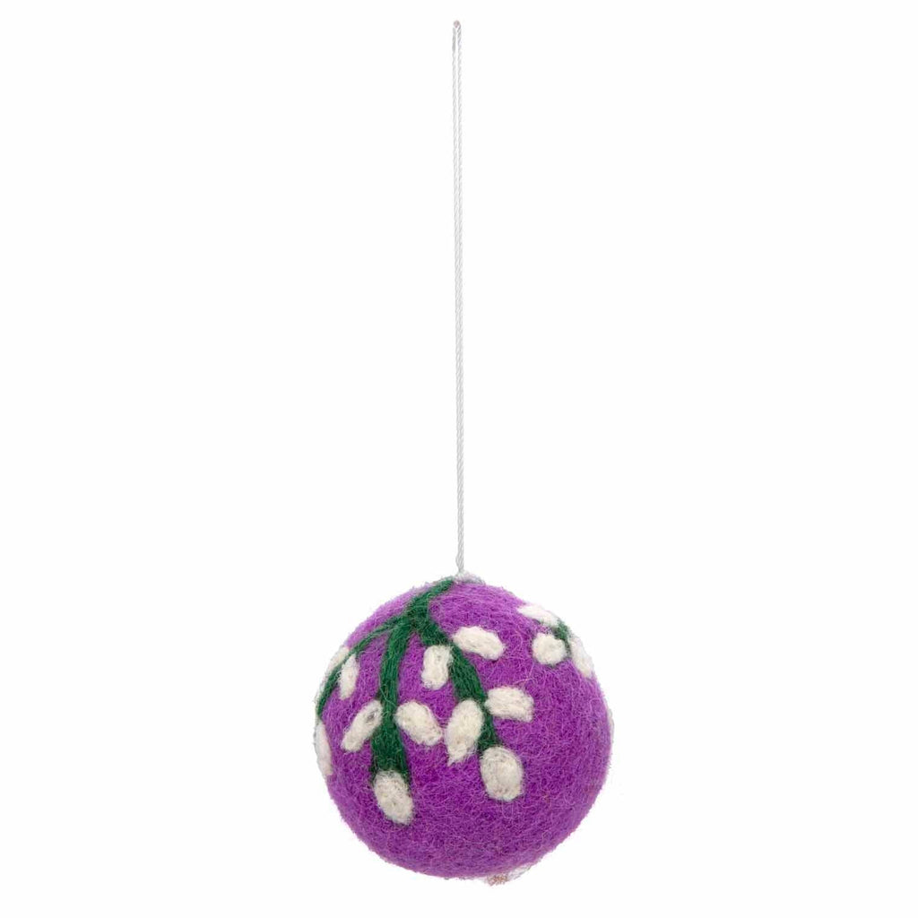 Tree Bauble Felt Hanging Decoration: Purple