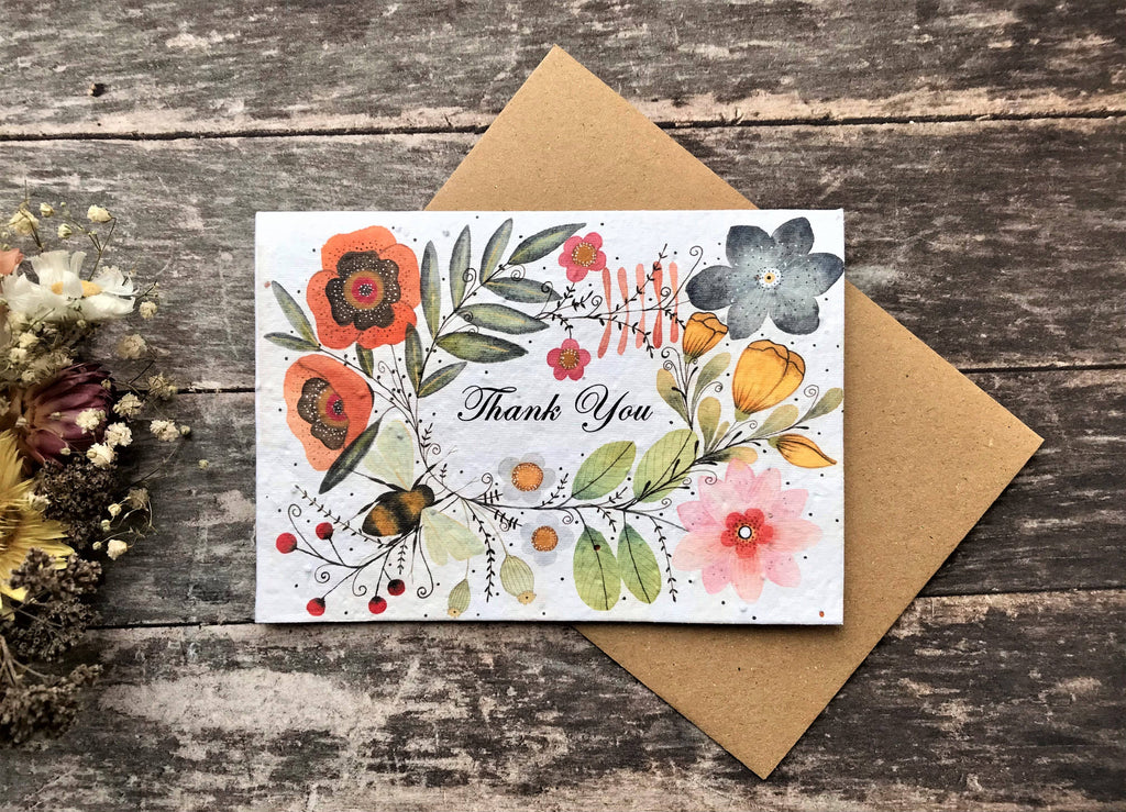 Plantable Seed Paper Thank You Card, Blank Inside