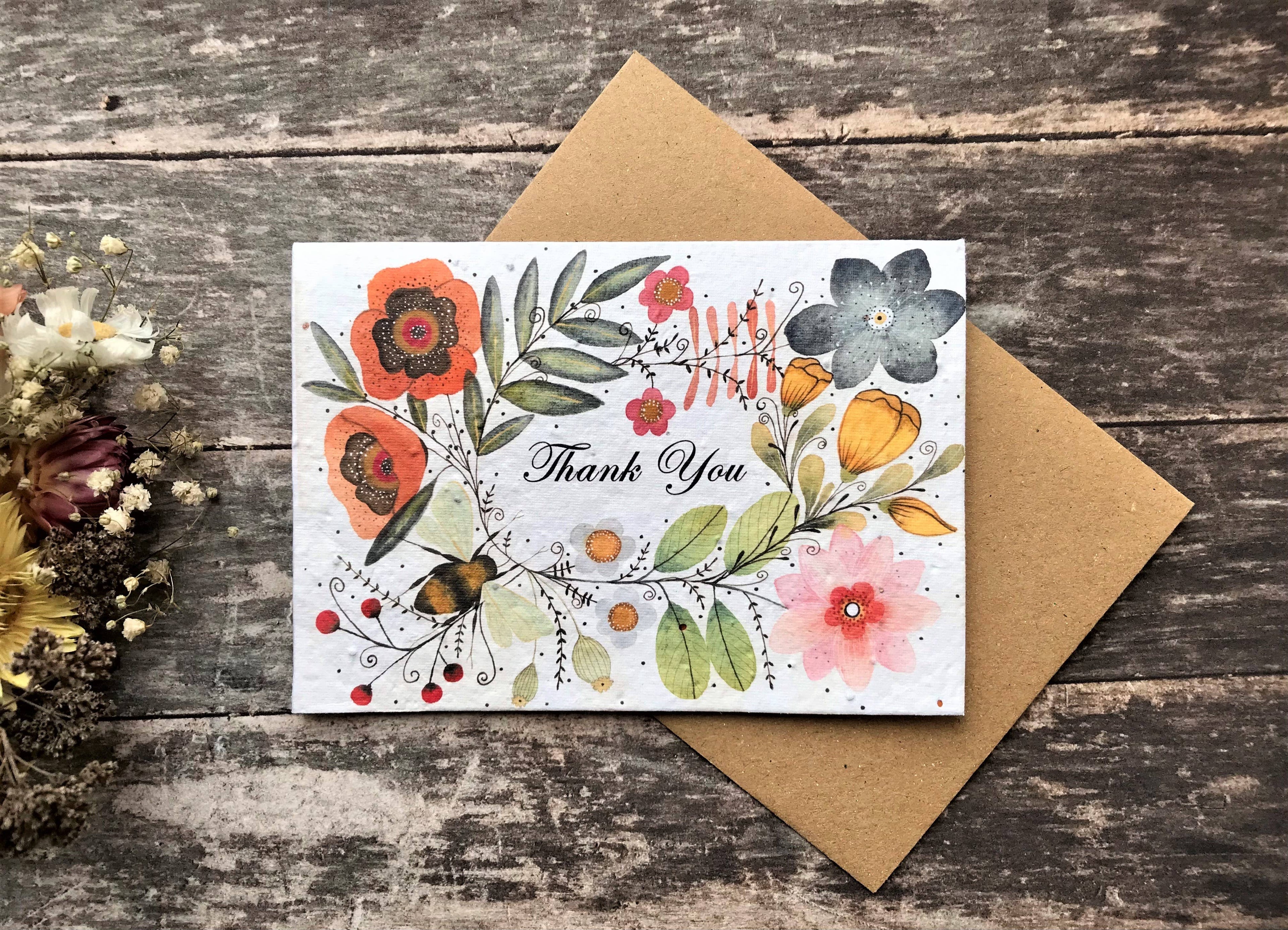 Plantable Seed Paper Thank You Card, Blank Inside