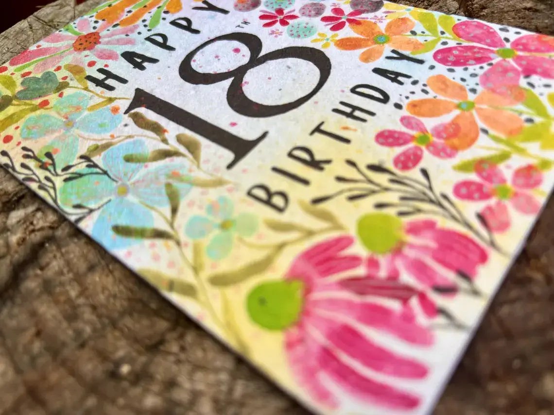 Happy 18th Birthday Card, Plantable Seed Paper Birthday Card
