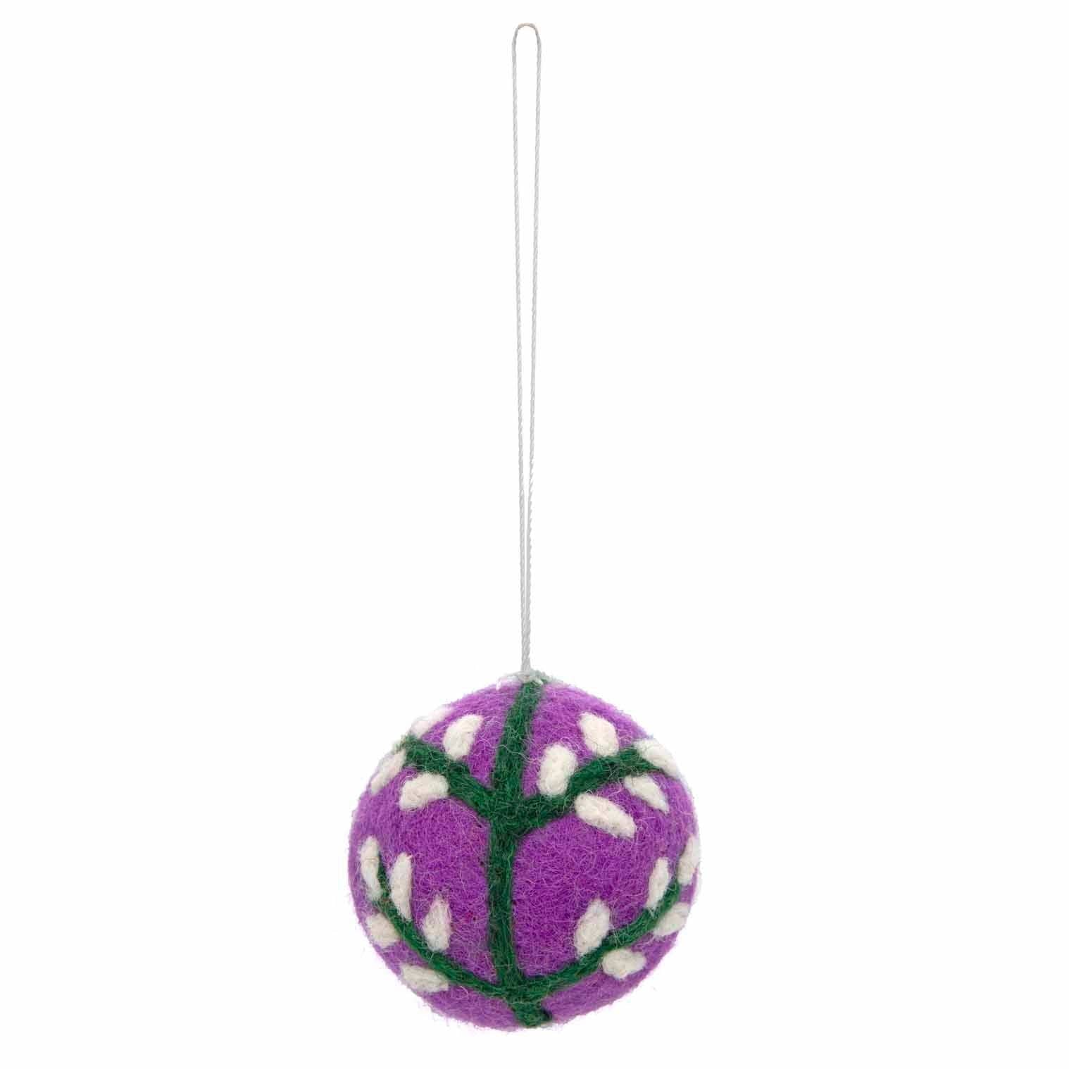 Tree Bauble Felt Hanging Decoration: Purple