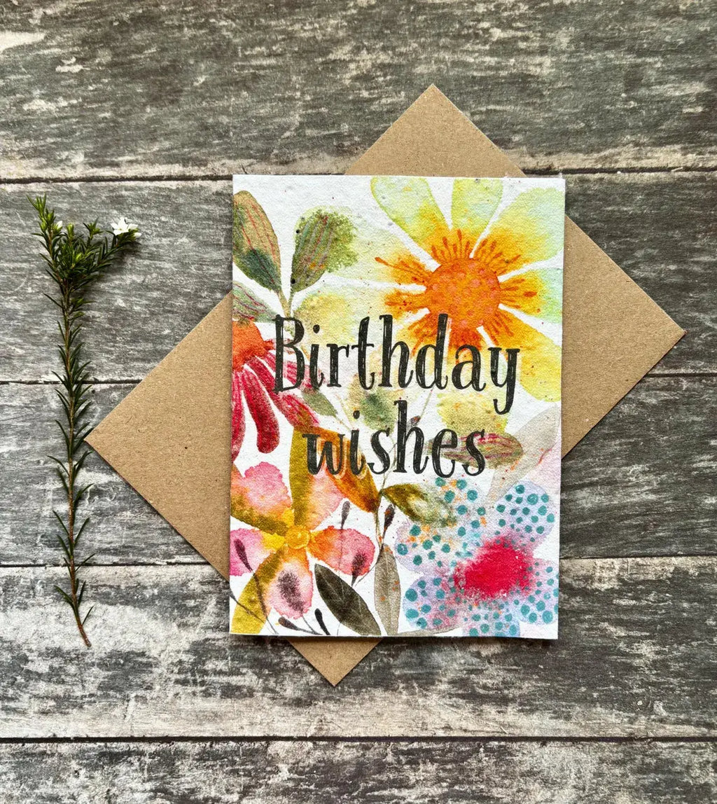 Plantable  Seed Paper Birthday Card, Blank Inside