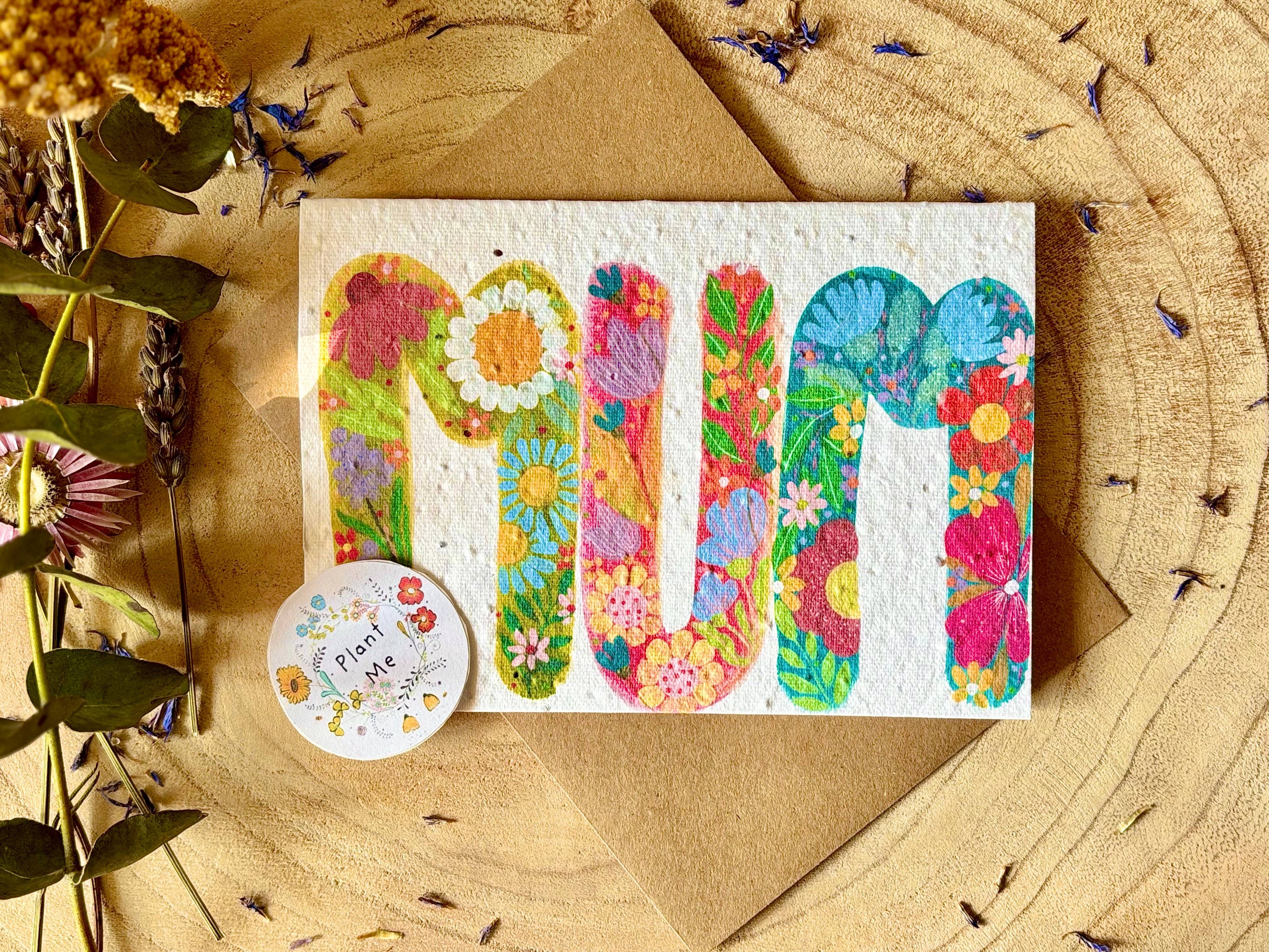 Plantable  Seed Paper Birthday Card, Blank Inside