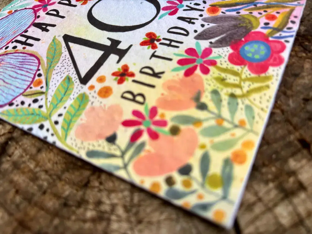 Happy 40th Birthday Card, Plantable Seed Paper Birthday Card