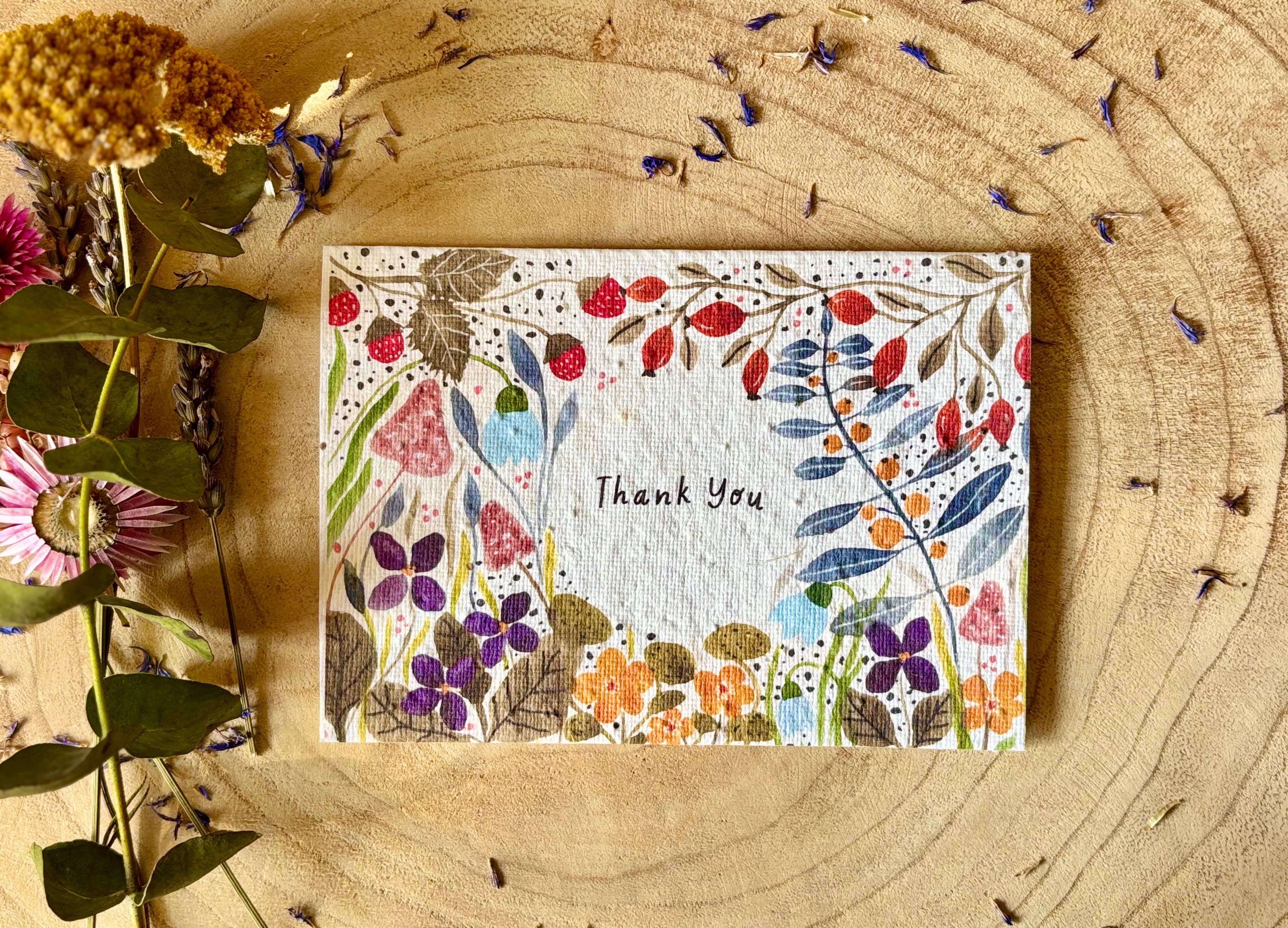 Plantable Seed Paper Thank You Card, Blank Inside