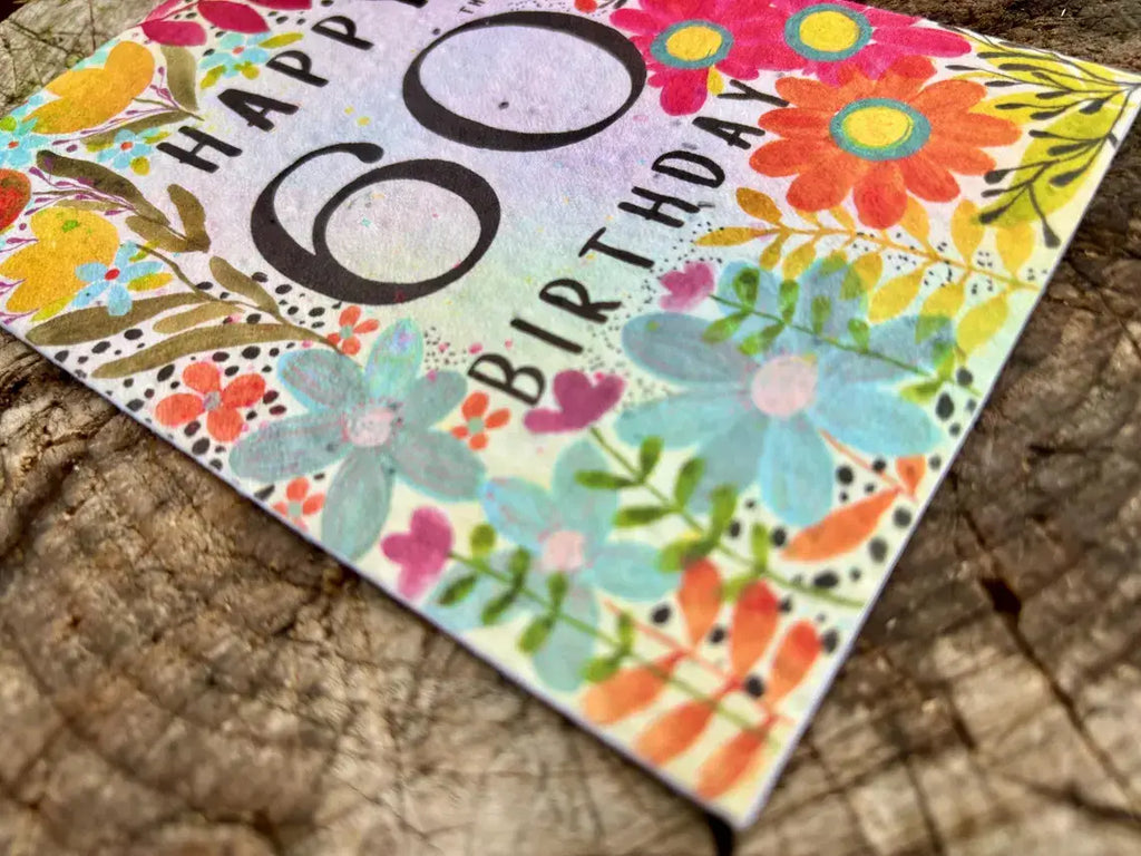Happy 60th Birthday Card,Plantable Seed Paper Birthday Card