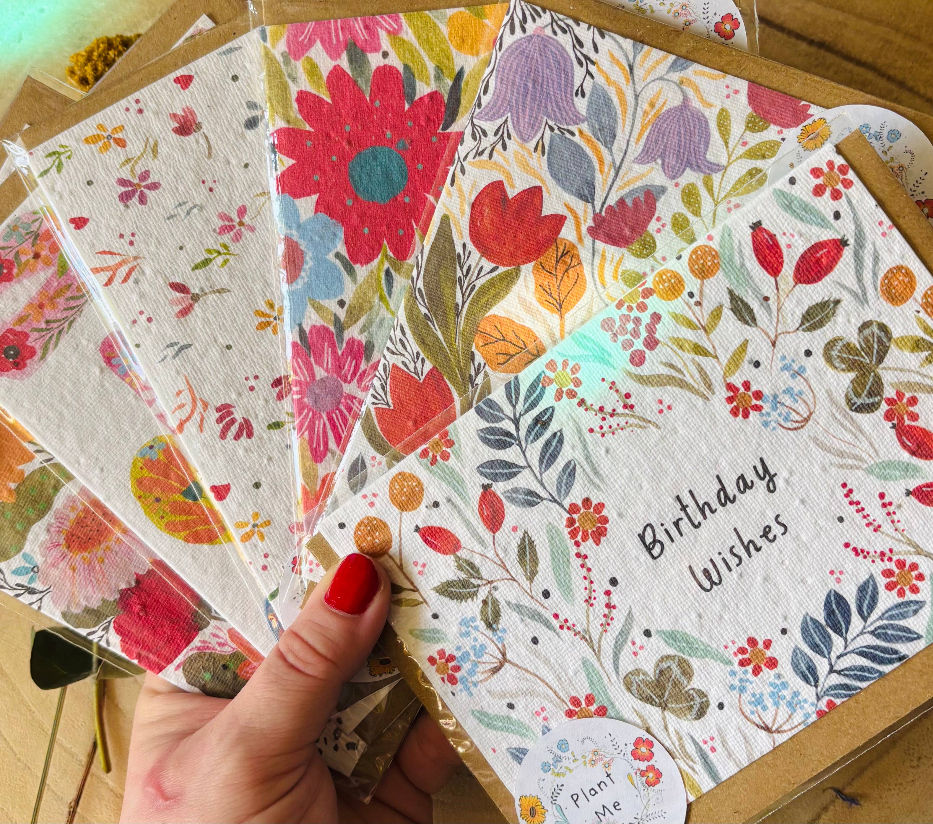 Plantable  Seed Paper Birthday Card, Blank Inside