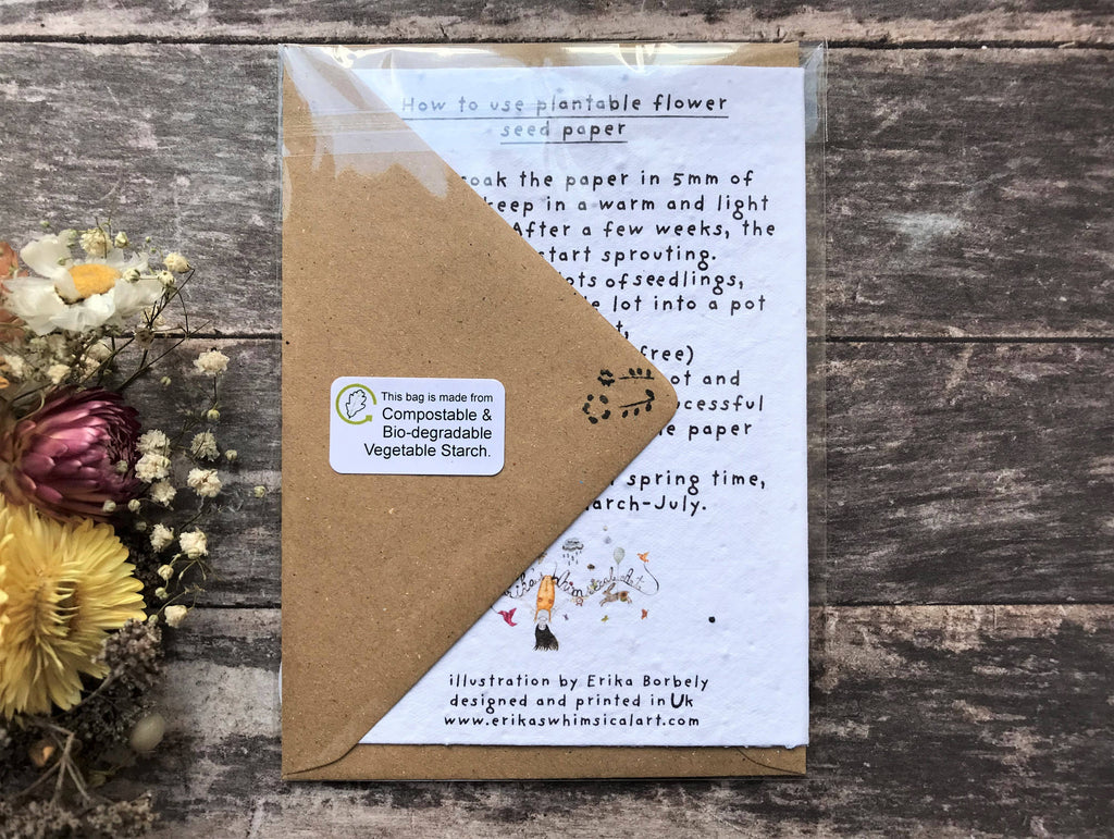 Plantable Seed Paper Birthday Card, Blank Inside