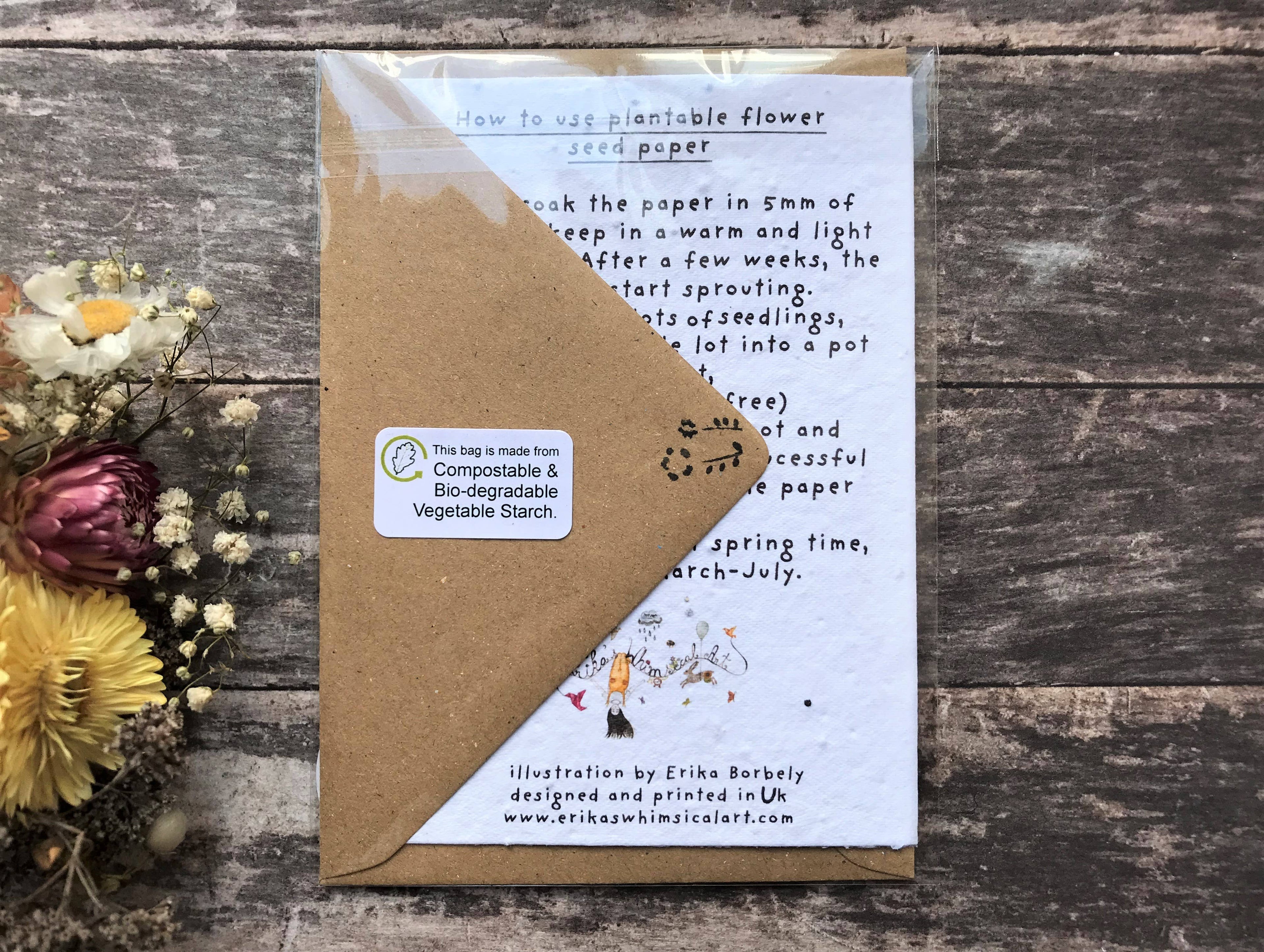 Plantable Seed Paper Thank You Card, Blank Inside