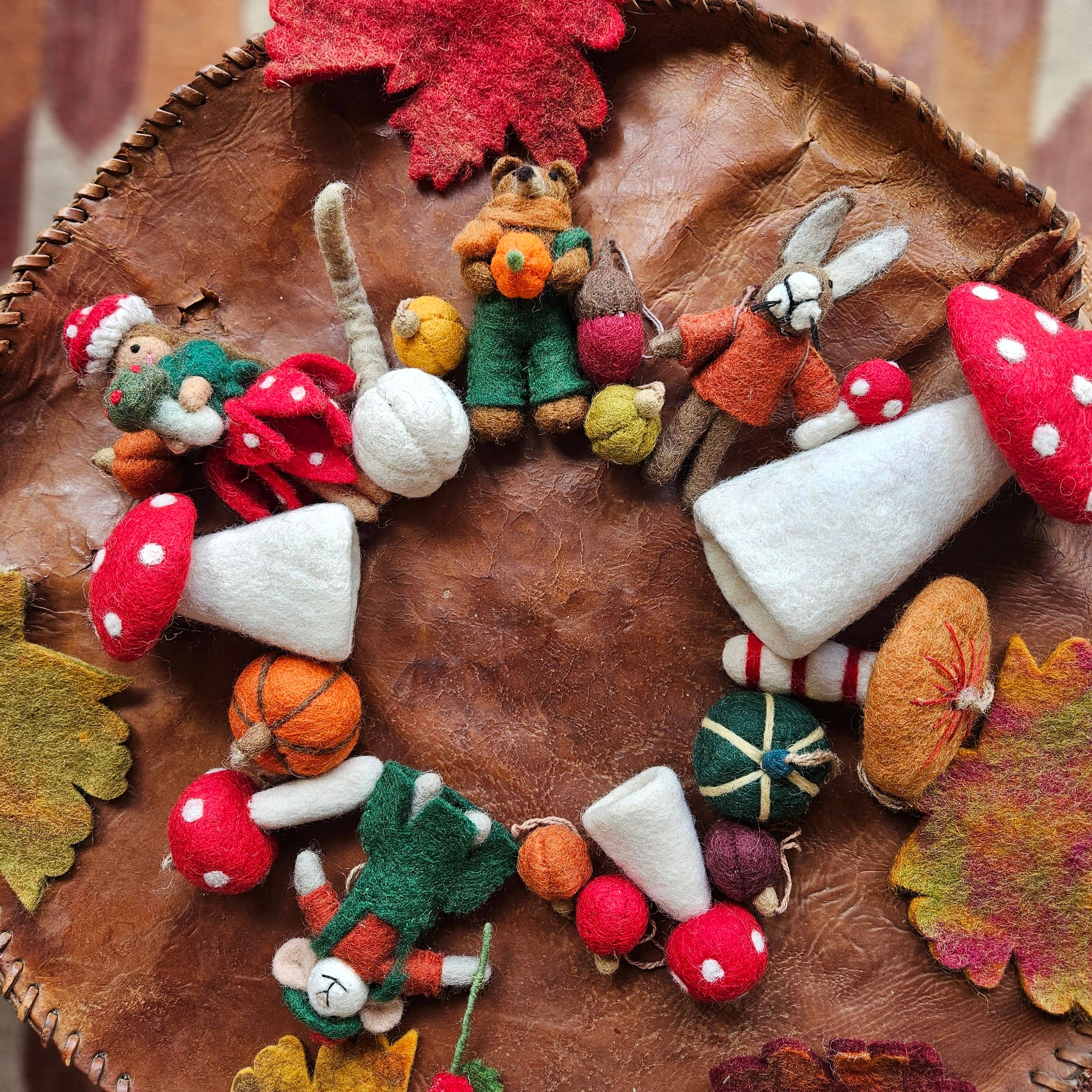 Handmade Felt Toadstool Fairy Hanging Autumnal Decoration