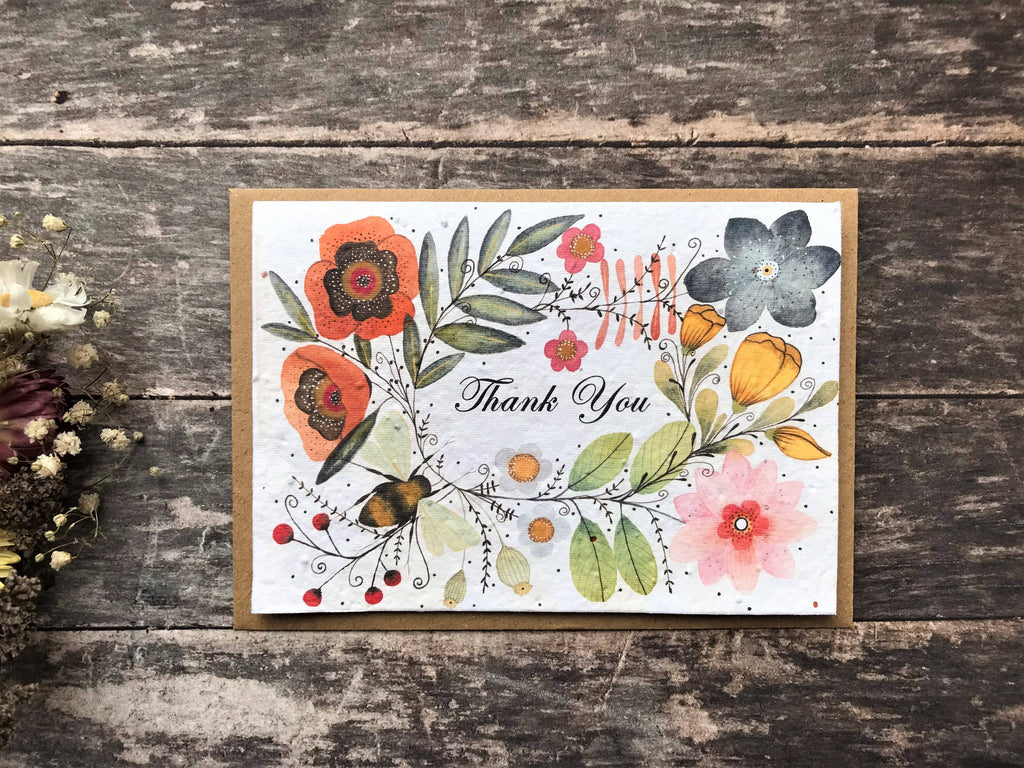 Plantable Seed Paper Thank You Card, Blank Inside