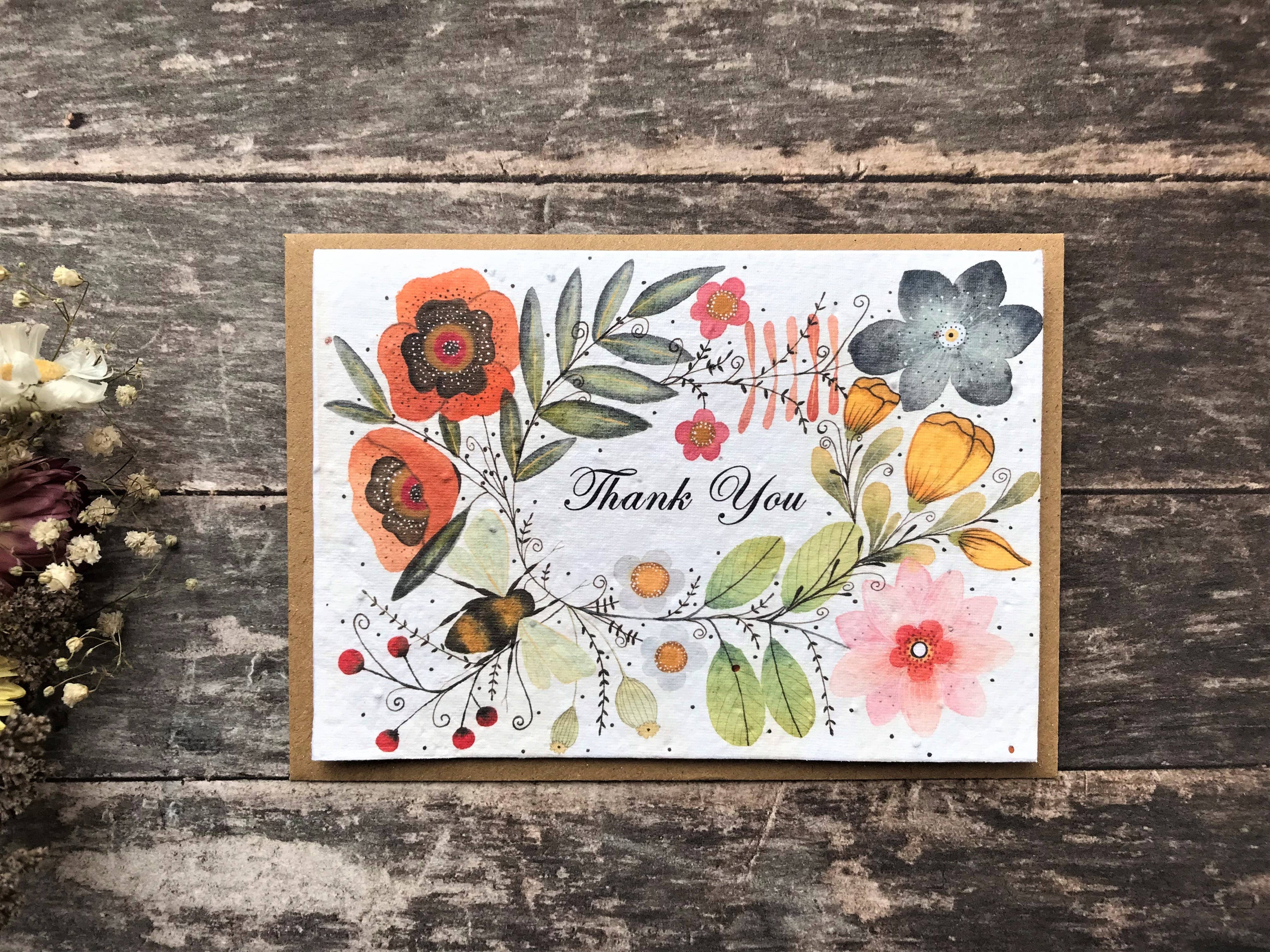 Plantable Seed Paper Thank You Card, Blank Inside