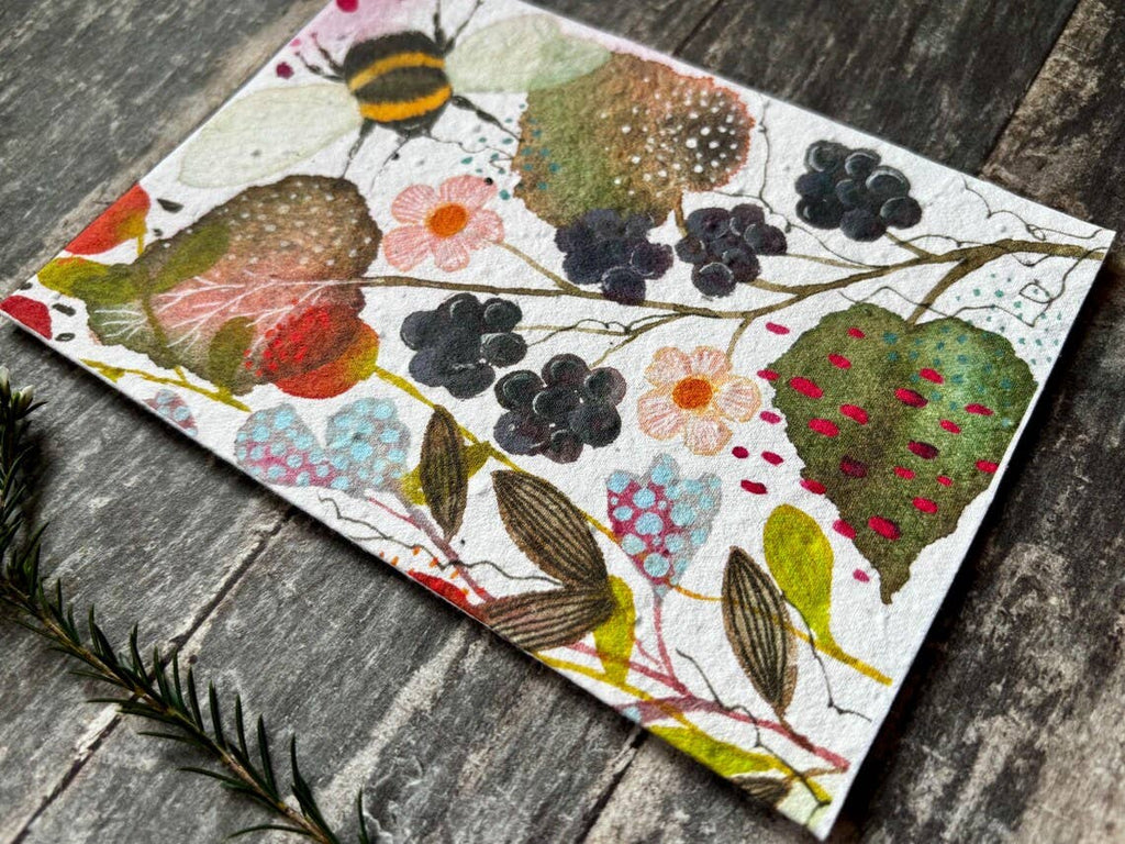 Plantable  Seed Paper Birthday Card,Blank Inside, Bee card
