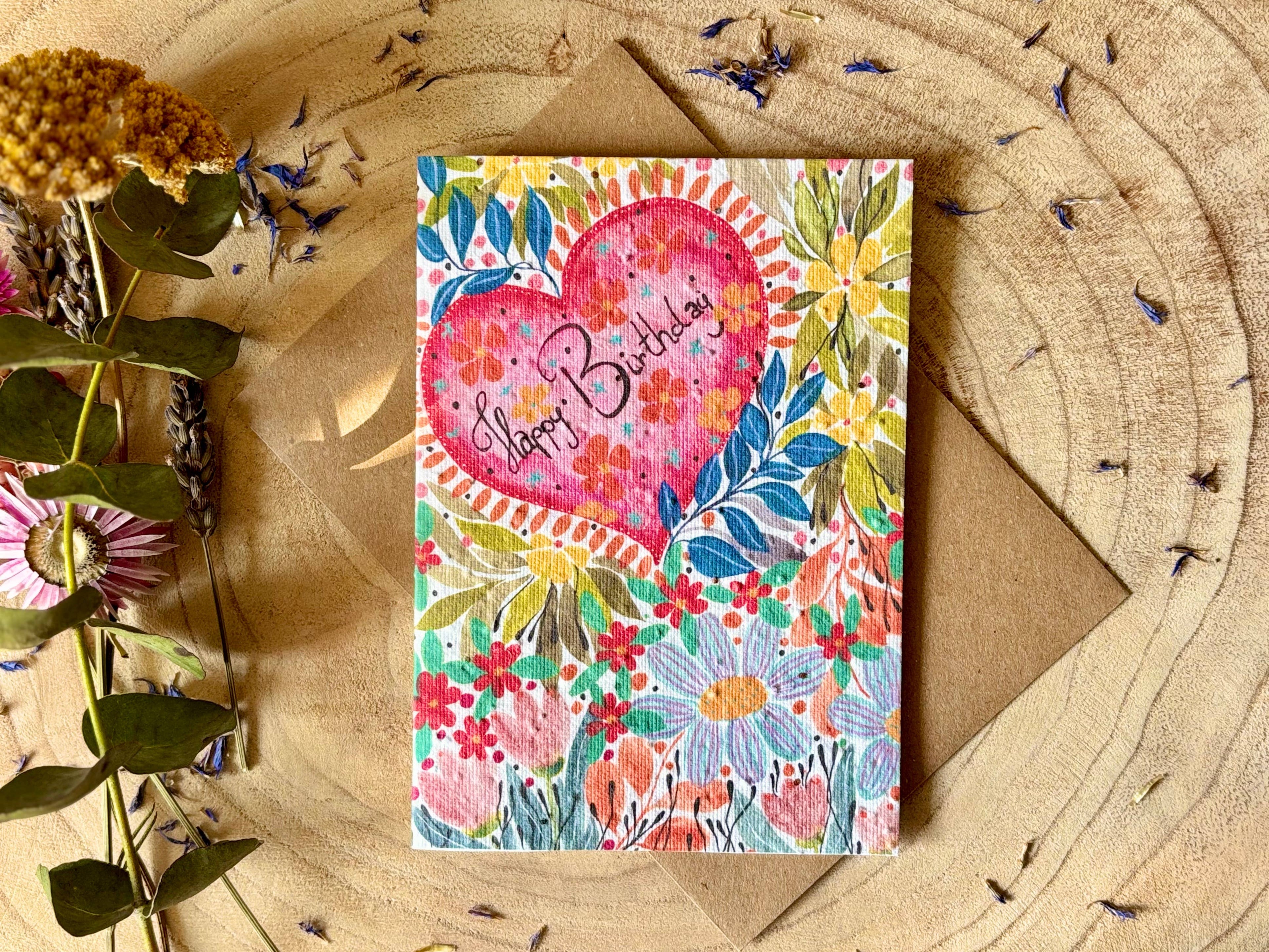Plantable  Seed Paper Birthday Card, Blank Inside