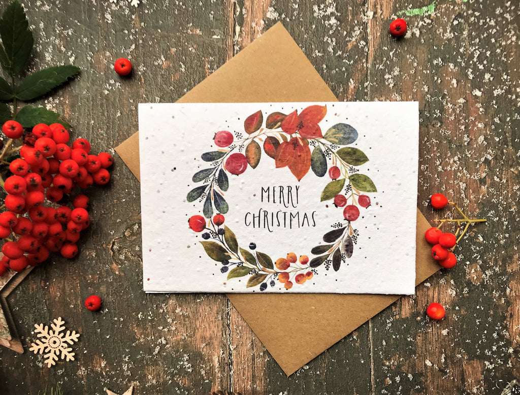 Plantable Seed Christmas Cards, illustrated Christmas Card