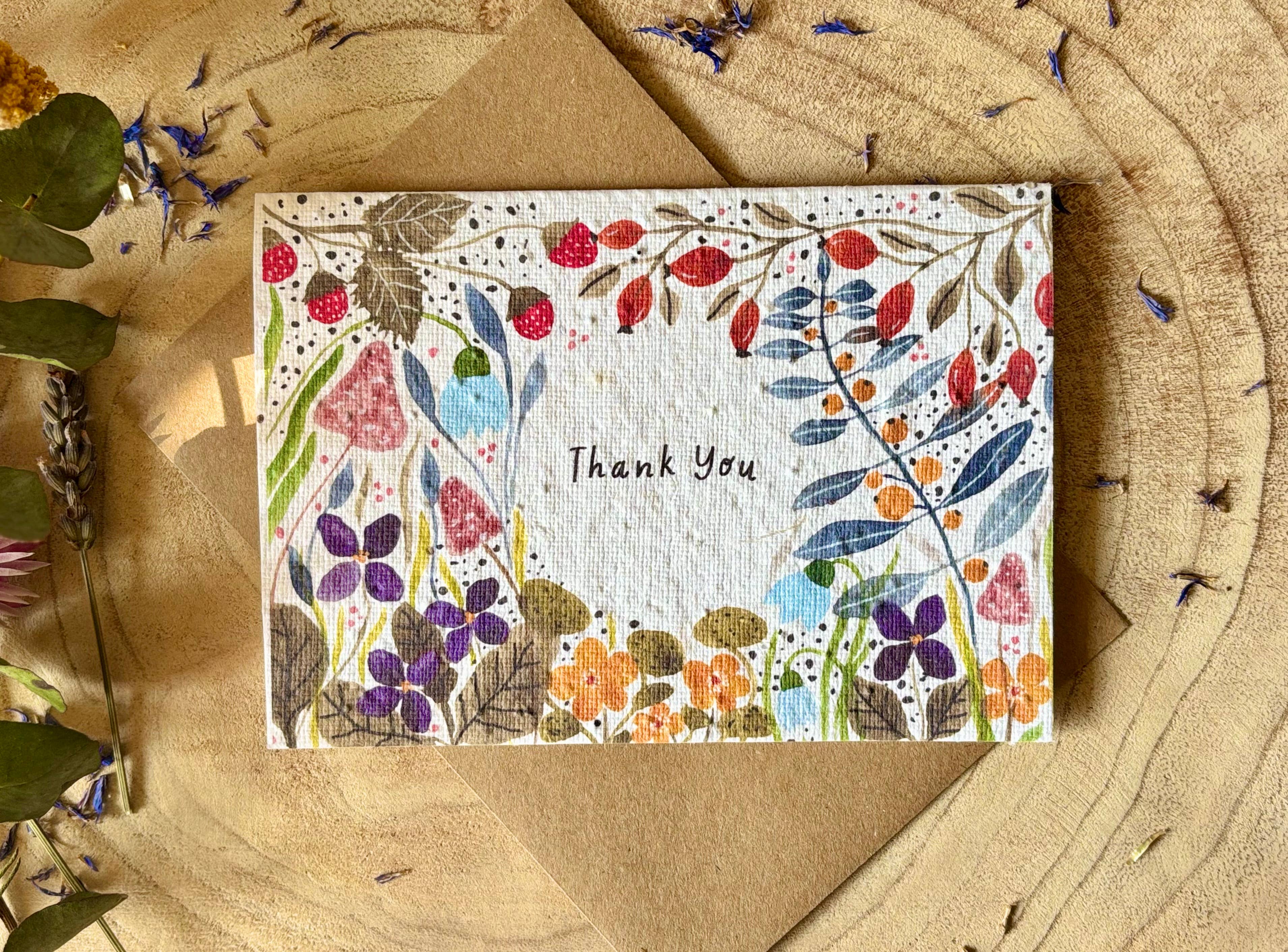 Plantable Seed Paper Thank You Card, Blank Inside