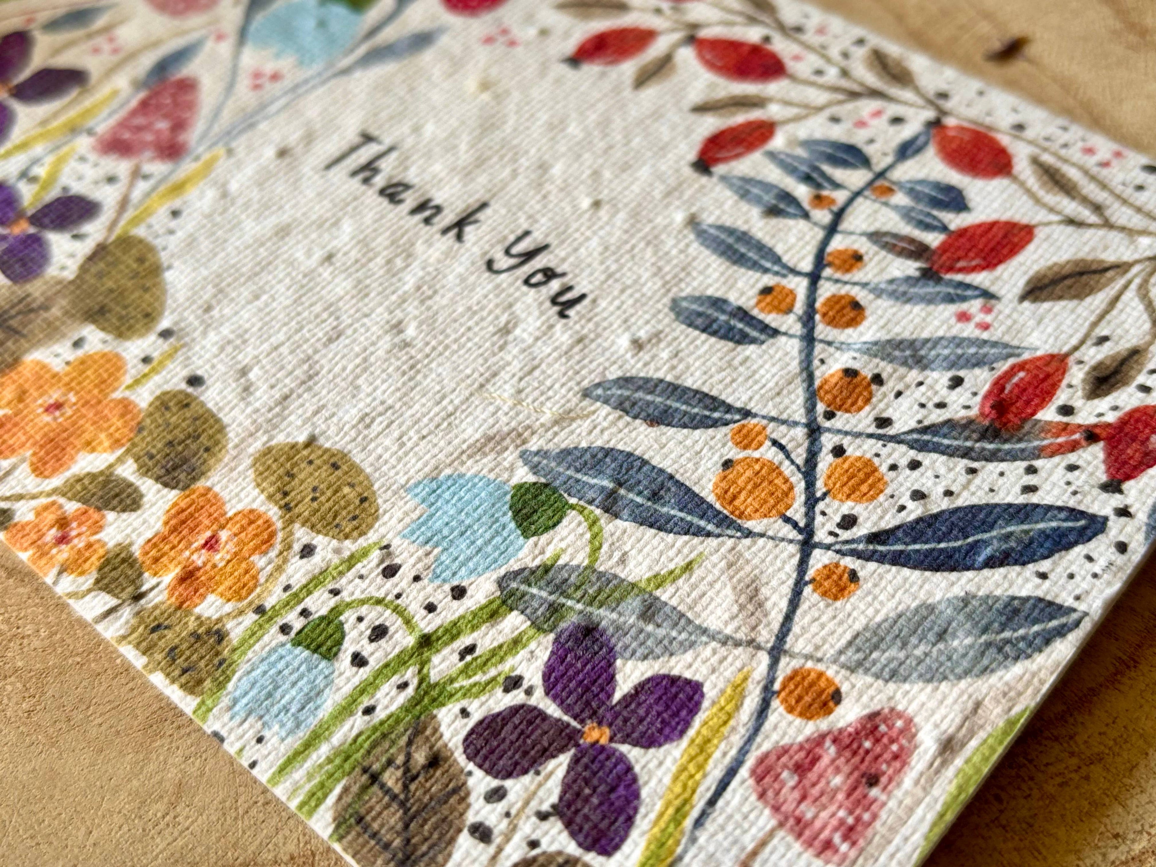 Plantable Seed Paper Thank You Card, Blank Inside