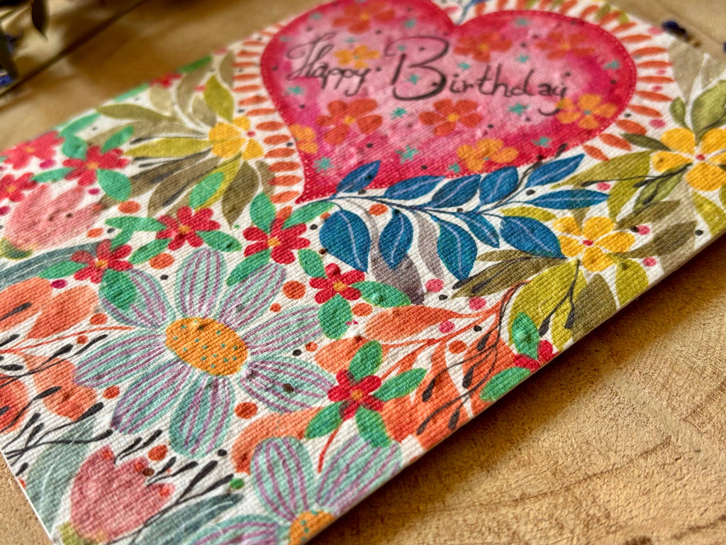 Plantable  Seed Paper Birthday Card, Blank Inside