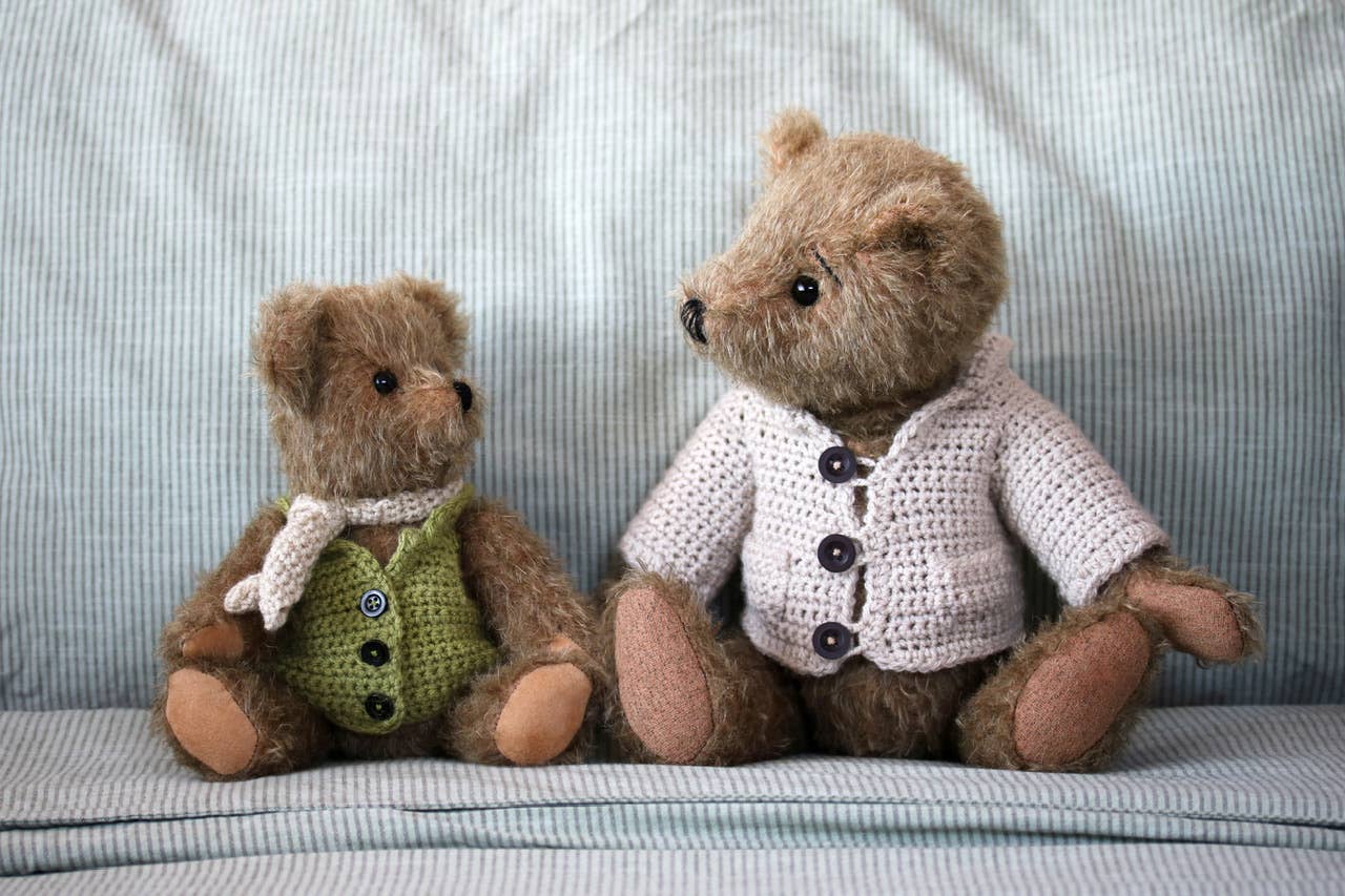 Furse- Traditional jointed mohair teddy bear, waistcoat