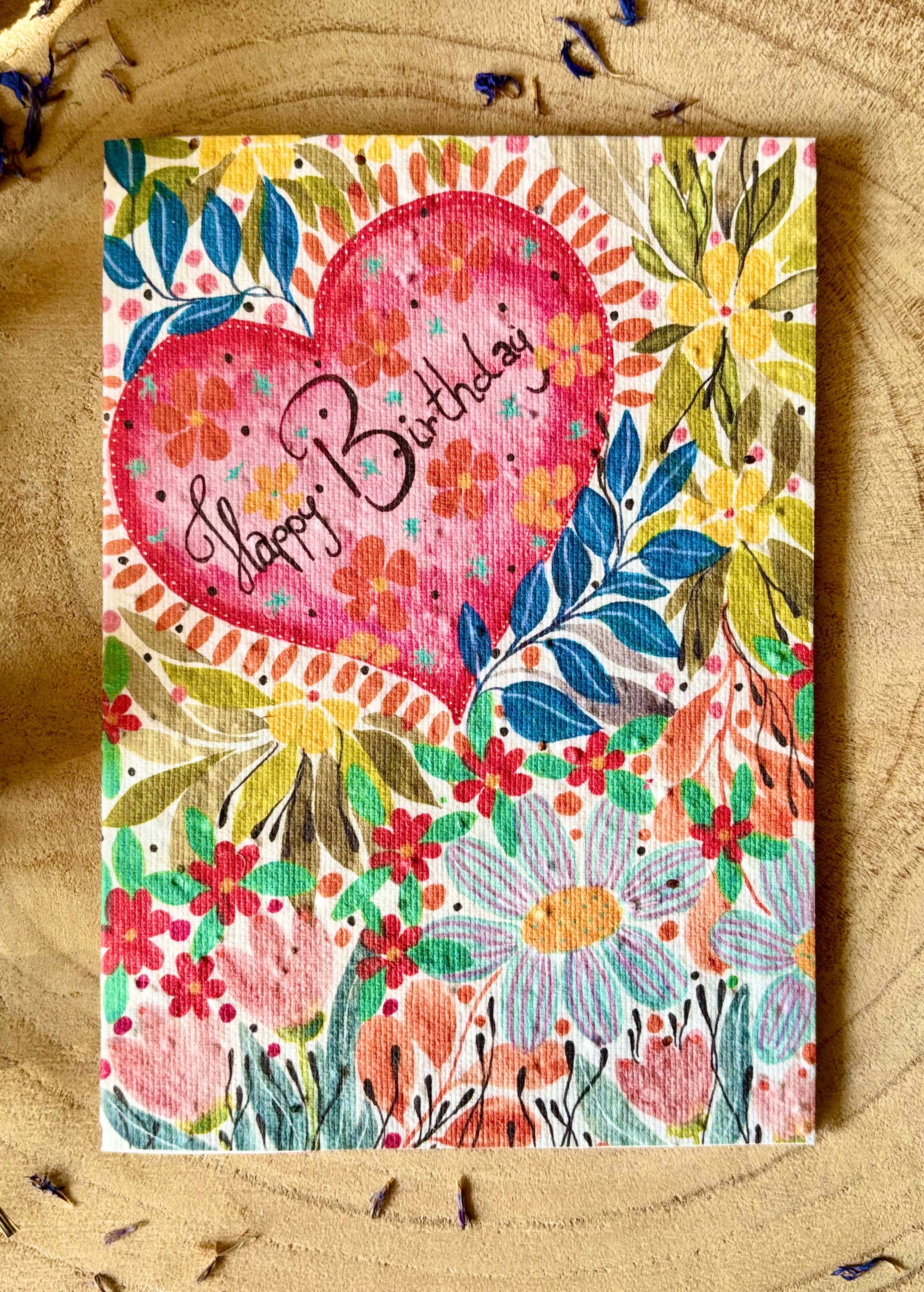 Plantable  Seed Paper Birthday Card, Blank Inside