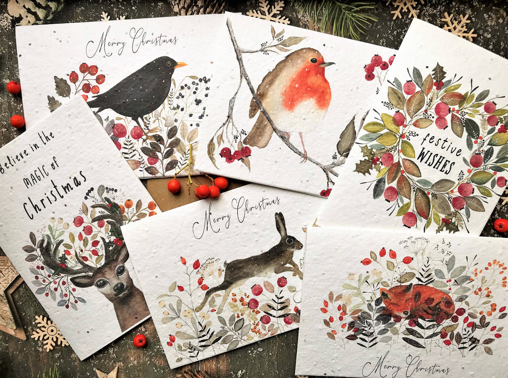Plantable Seed Christmas Cards, illustrated Christmas Card