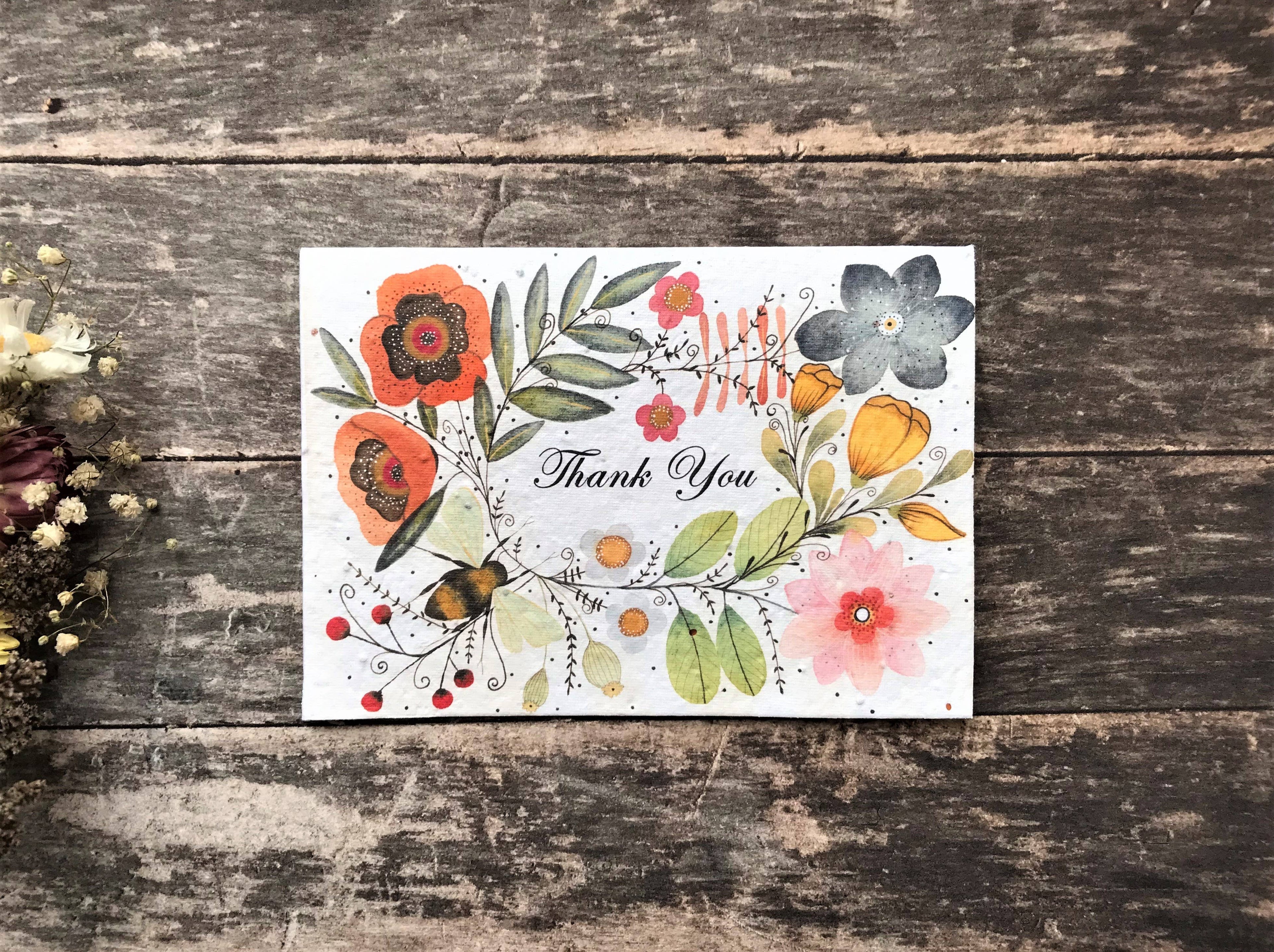 Plantable Seed Paper Thank You Card, Blank Inside
