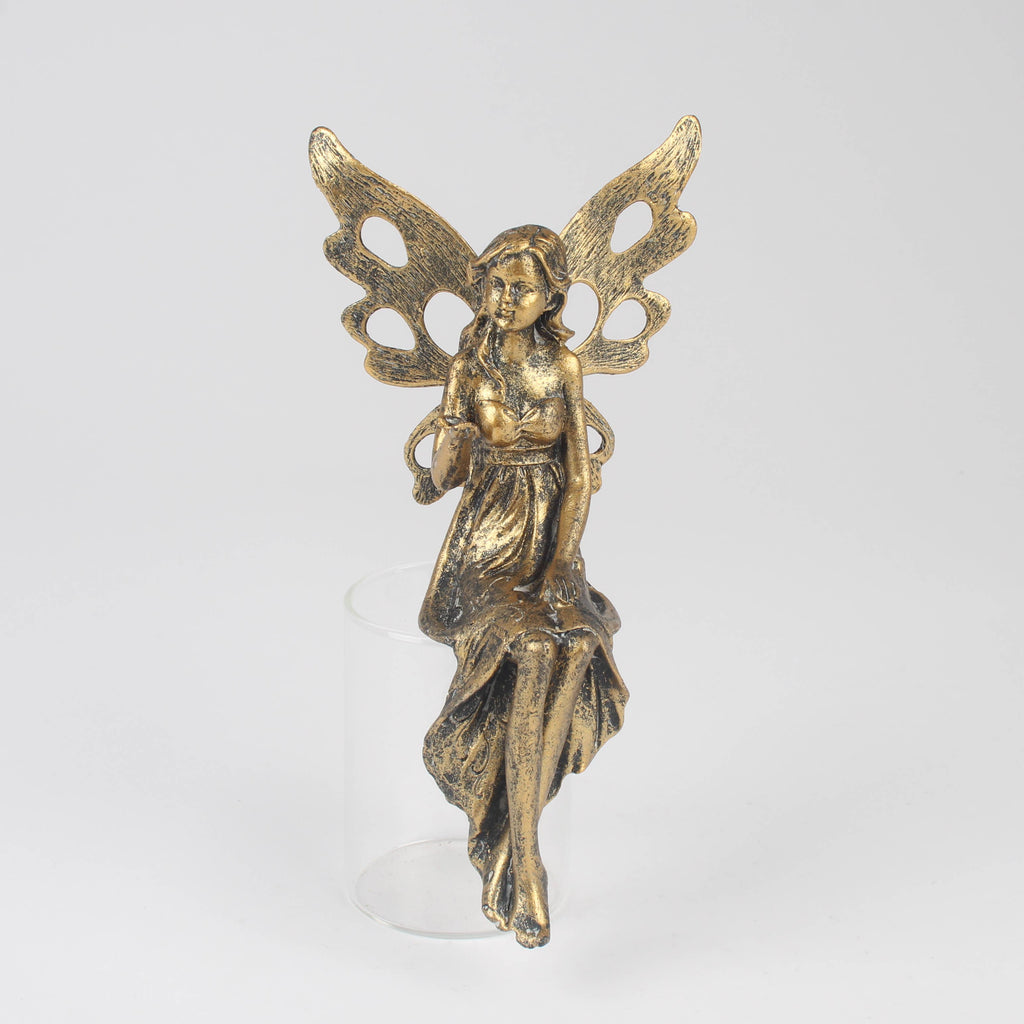 Antique Gold Sitting Fairy Figurine Ornament Decor