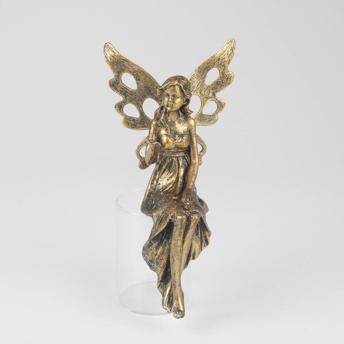 Antique Gold Sitting Fairy Figurine Ornament Decor