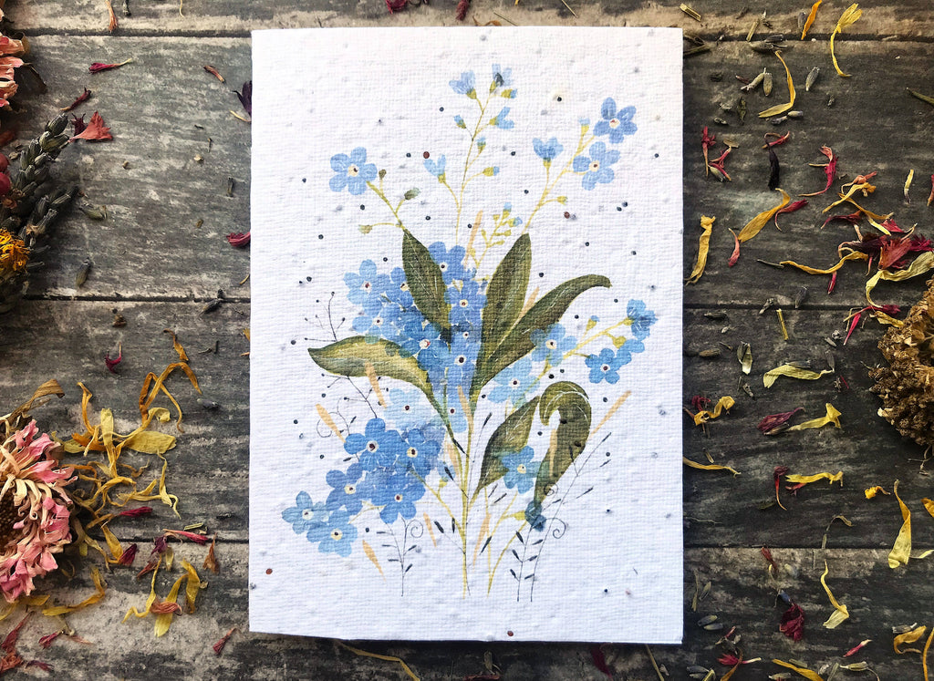 Plantable Seed Paper Birthday Card, Floral Note Cards