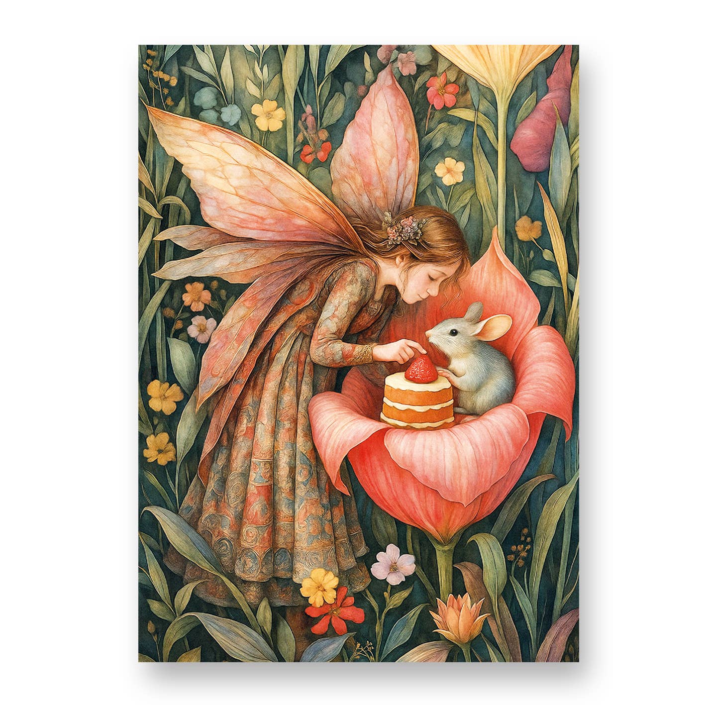 ‘Birthday Treat’ Fairy and Mouse Greeting Card with Envelope