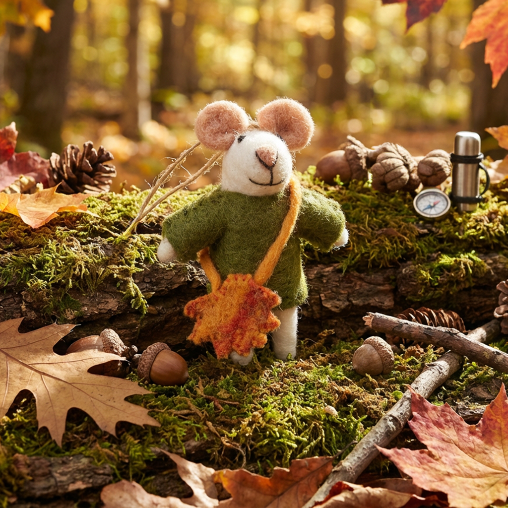 Handmade Felt George the Mouse Hanging Autumnal Decoration