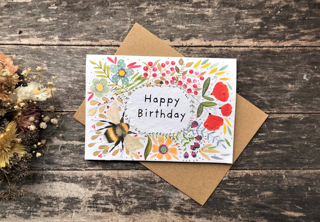 Plantable Seed Paper Birthday Card, Blank Inside