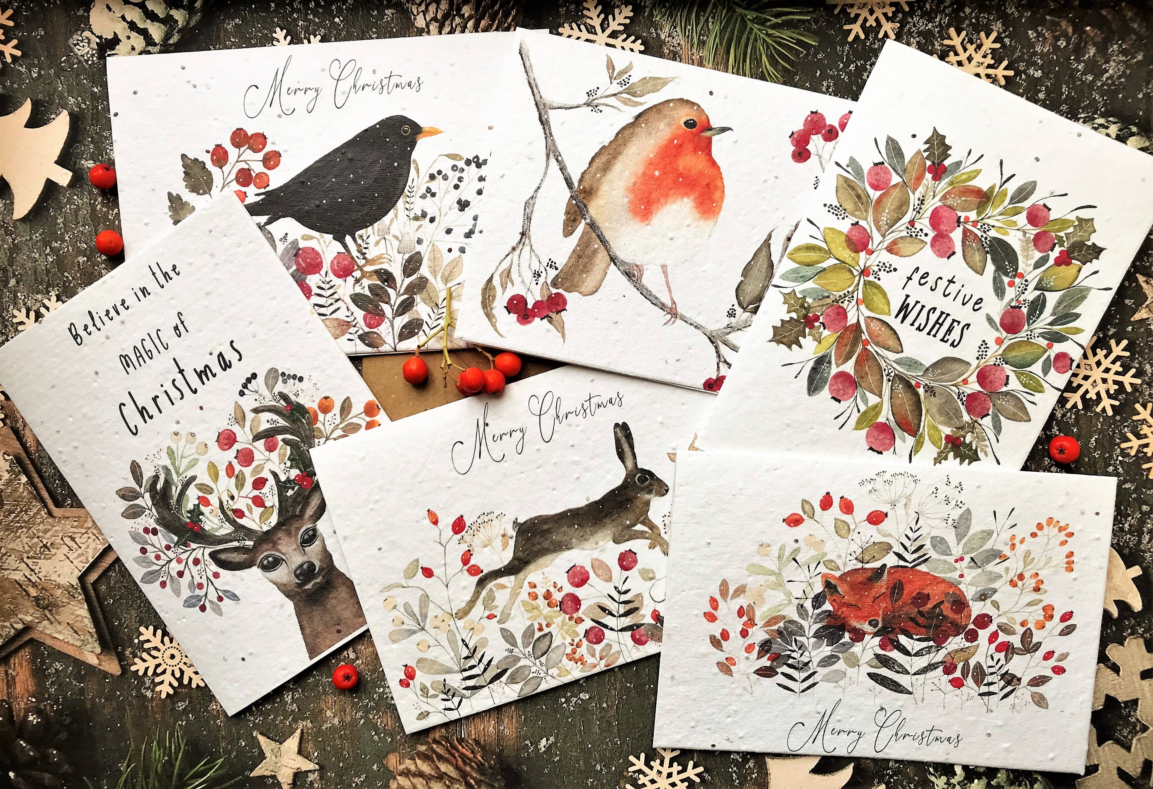 Plantable Seed Christmas Cards, illustrated Christmas Card