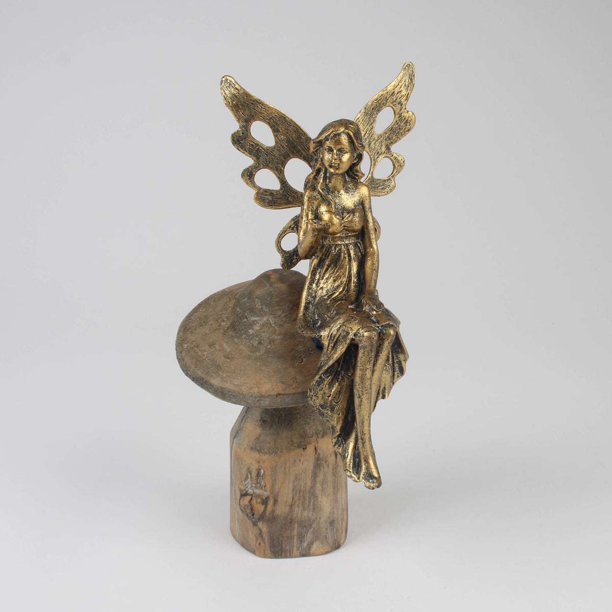 Antique Gold Sitting Fairy Figurine Ornament Decor