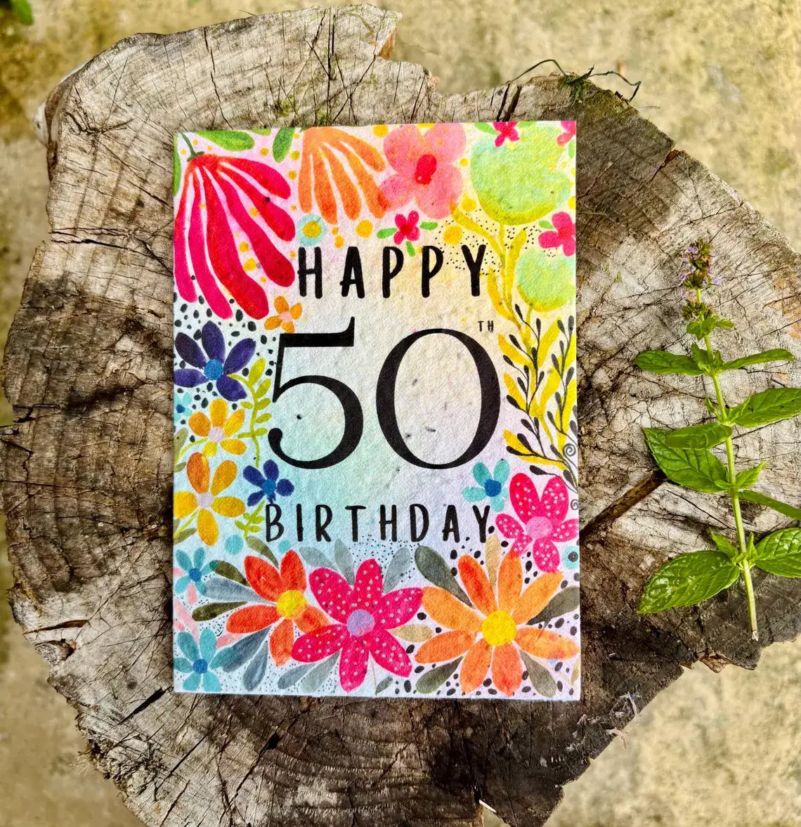 Happy 50th Birthday Card, Plantable Seed Paper Birthday Card