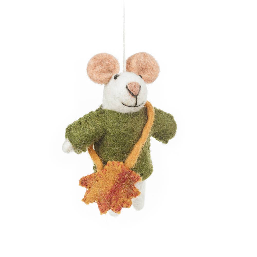 Handmade Felt George the Mouse Hanging Autumnal Decoration
