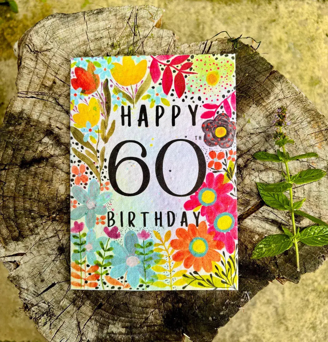 Happy 60th Birthday Card,Plantable Seed Paper Birthday Card