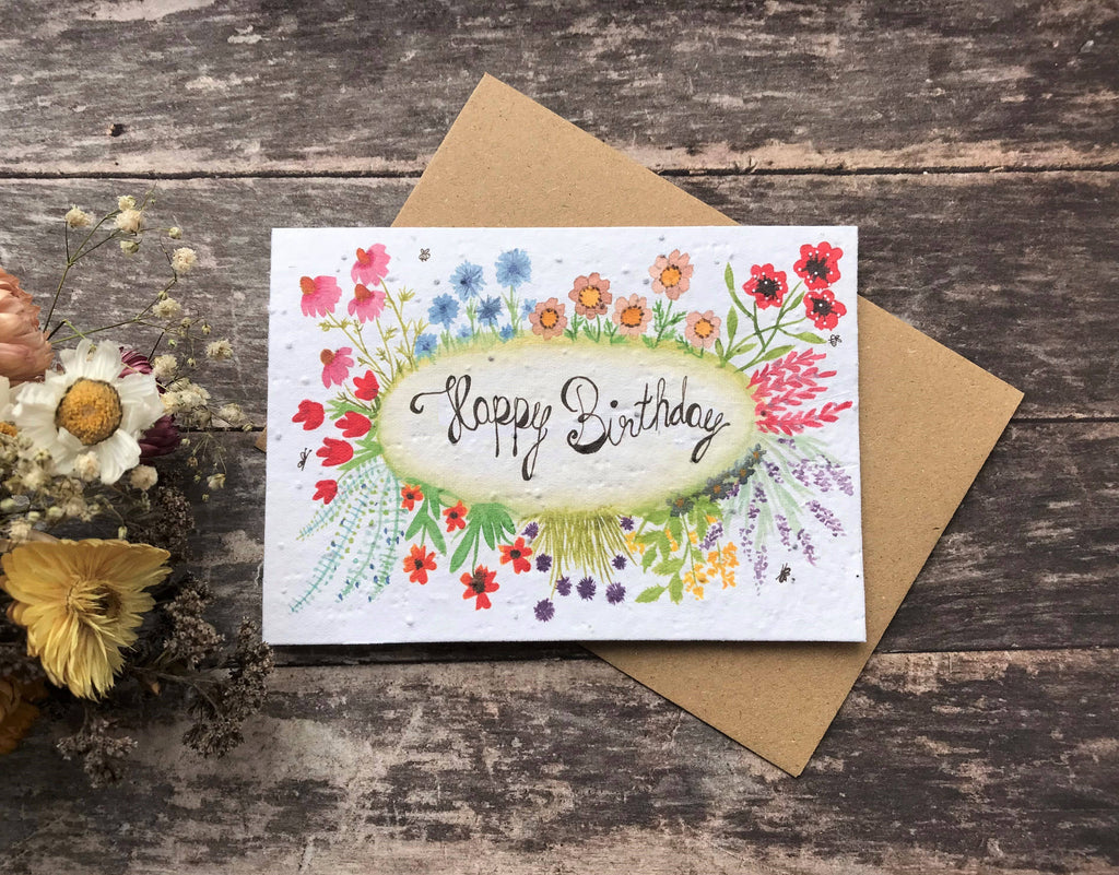 Plantable Seed Paper Birthday Card, Blank Inside