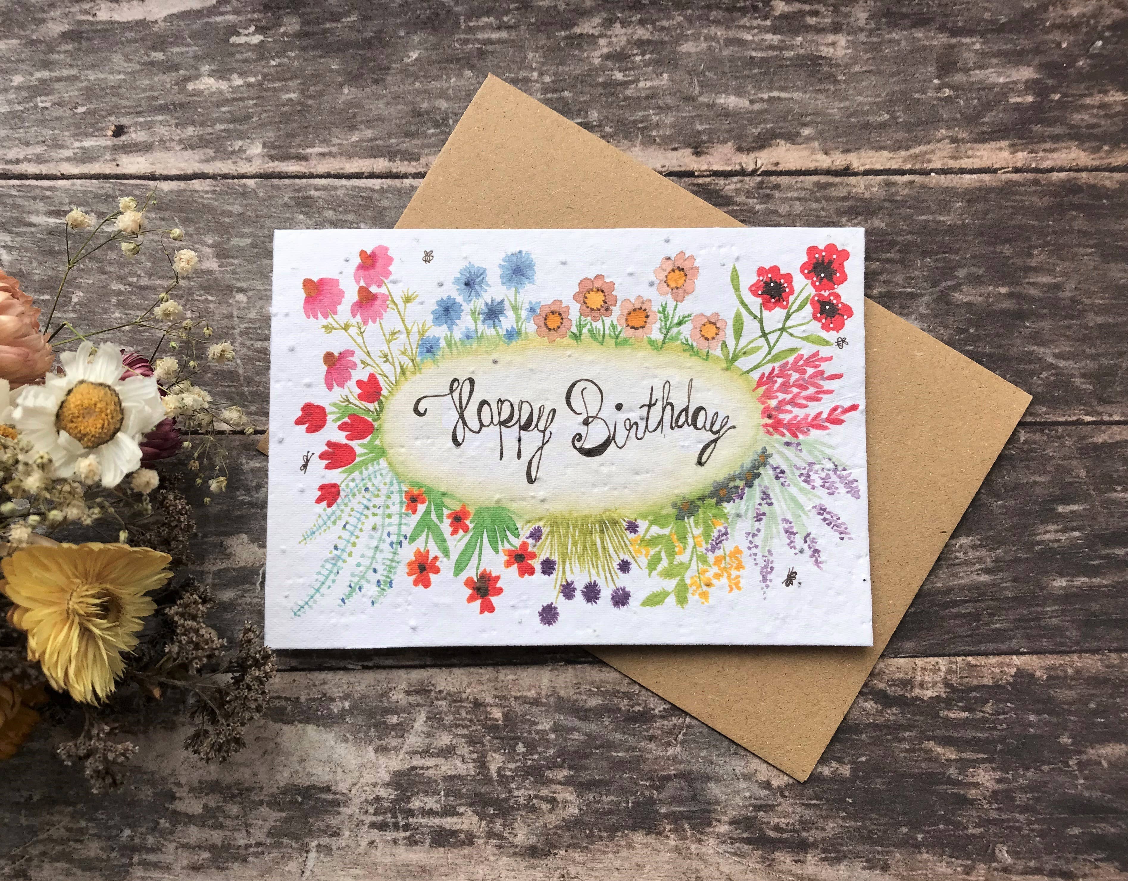 Plantable Seed Paper Birthday Card, Blank Inside