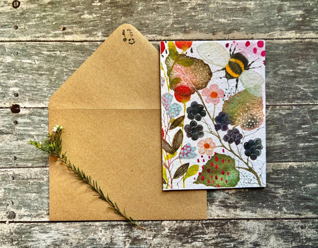 Plantable  Seed Paper Birthday Card,Blank Inside, Bee card