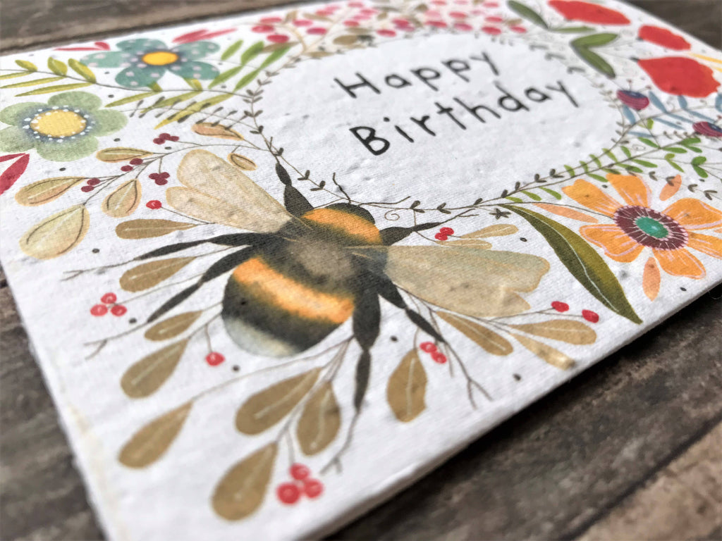 Plantable Seed Paper Birthday Card, Blank Inside