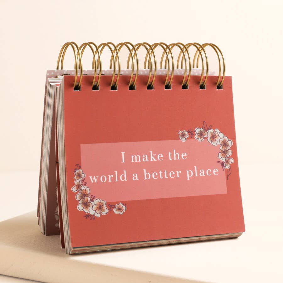 Blue Wildflower Print Affirmations Desktop Flip Chart