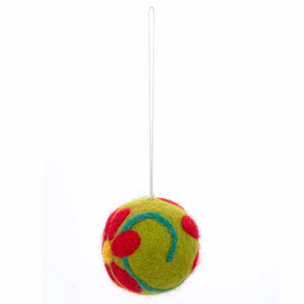 Flower Bauble Felt Christmas Decoration: Green
